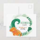 Dinosaur Birthday | Orange Triceratops Vielen Dank Postkarte (Vorne/Hinten)