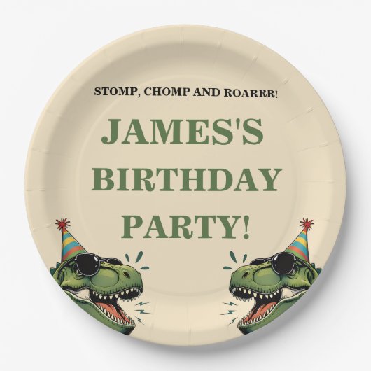Dinosaur Birthday Paper Plate Kids Party Pappteller (Vorderseite)