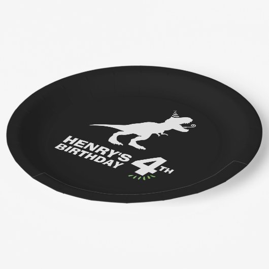 Dinosaur Birthday Paper Plate Pappteller (Schrägansicht)