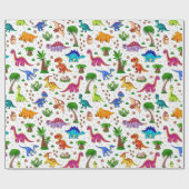 Dinosaur Birthday Party Baby Dusche Geschenkpapier (Flach)