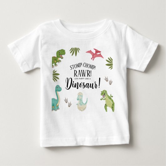 Dinosaur Birthday Party Baby T-shirt (Vorderseite)