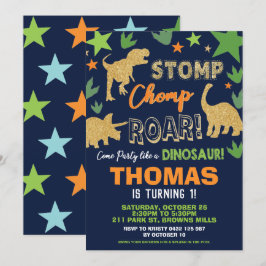 Dinosaur Birthday Party Bash Boy Roarsome Einladung