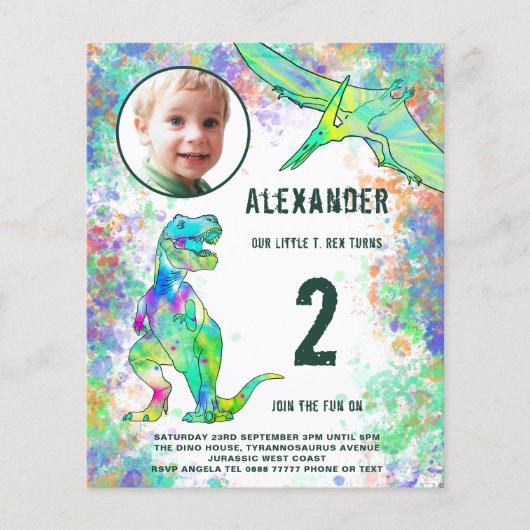 Dinosaur Birthday Party Budget Flyer (Vorne)