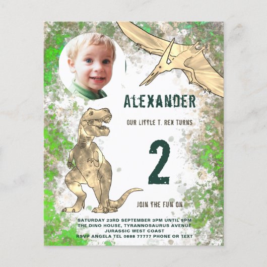 Dinosaur Birthday Party Budget Flyer (Vorne)