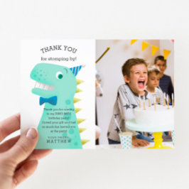 Dinosaur Birthday Party Custom Foto Dankeskarte