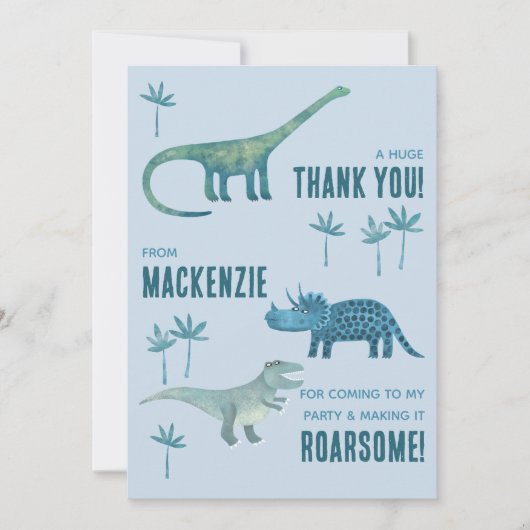Dinosaur Birthday Party Danke (Vorderseite)