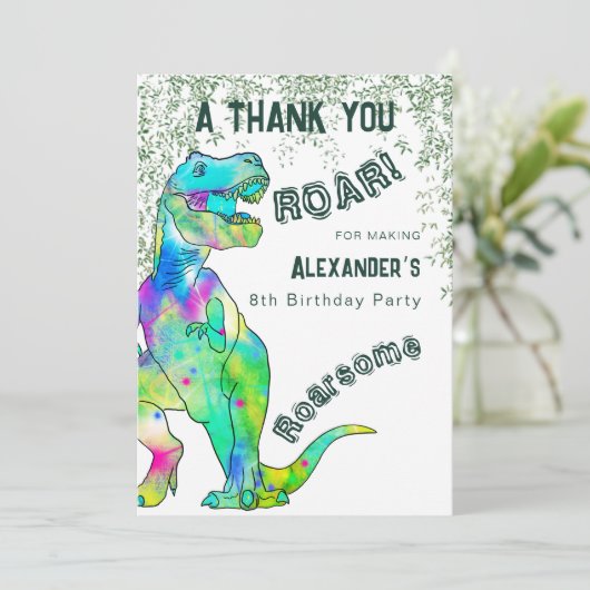 Dinosaur Birthday Party Danke (Stehend Vorderseite)