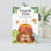 Dinosaur Birthday Party Danke Karte (Stehend Vorderseite)