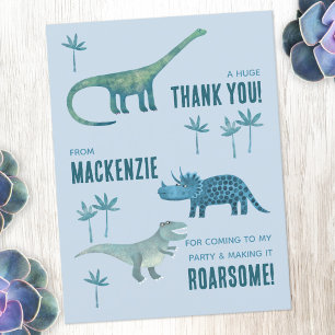 Dinosaur Birthday Party Danke Postkarte
