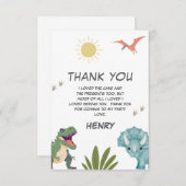 Dinosaur Birthday Party Dankeskarte (Vorne/Hinten)