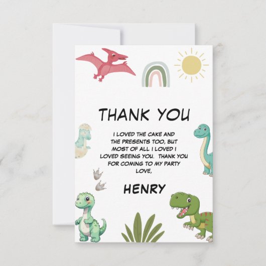 Dinosaur Birthday Party Dankeskarte (Vorderseite)