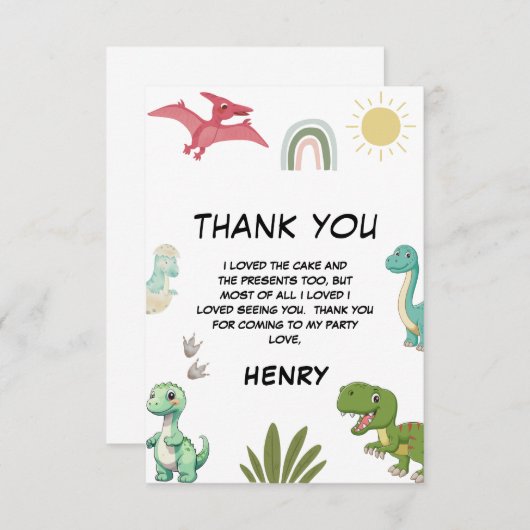 Dinosaur Birthday Party Dankeskarte (Vorne/Hinten)