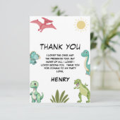 Dinosaur Birthday Party Dankeskarte (Stehend Vorderseite)