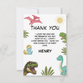 Dinosaur Birthday Party Dankeskarte (Vorderseite)
