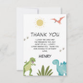 Dinosaur Birthday Party Dankeskarte (Vorderseite)