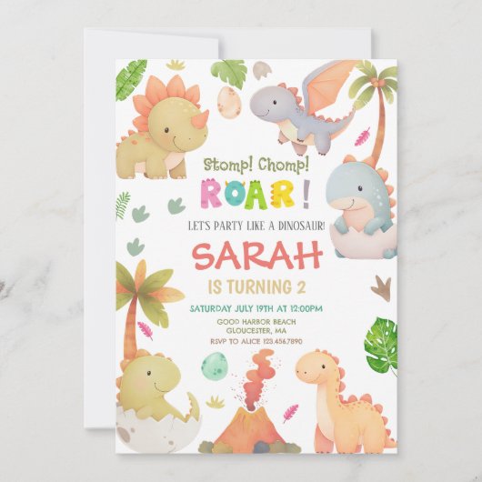 Dinosaur Birthday Party Einladung (Vorderseite)