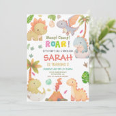 Dinosaur Birthday Party Einladung (Stehend Vorderseite)