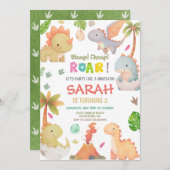 Dinosaur Birthday Party Einladung (Vorne/Hinten)