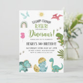 Dinosaur Birthday Party Einladung (Stehend Vorderseite)