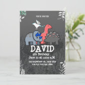 Dinosaur Birthday Party Einladung (Stehend Vorderseite)