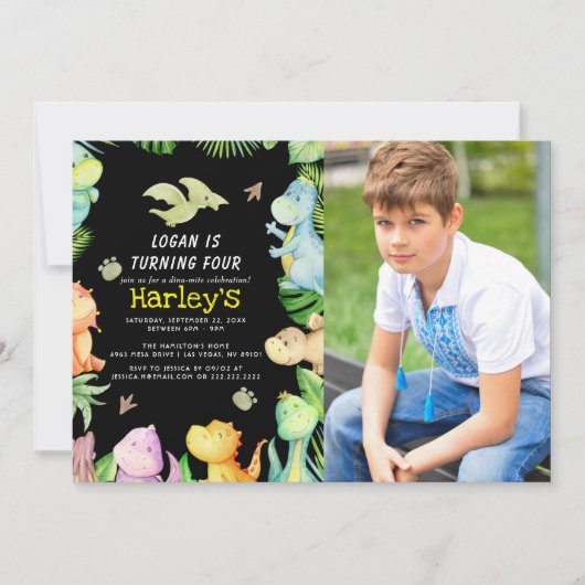 Dinosaur Birthday Party Einladung (Vorderseite)