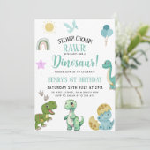 Dinosaur Birthday Party Einladung (Stehend Vorderseite)