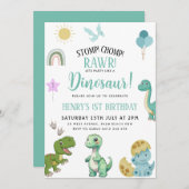 Dinosaur Birthday Party Einladung (Vorne/Hinten)