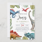 Dinosaur Birthday Party Einladung Template, Dinos (Vorderseite)