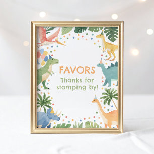 Dinosaur Birthday Party favorisiert Unterschrift Poster