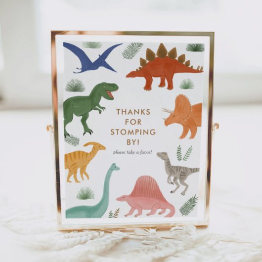 Dinosaur Birthday Party favorisiert Unterschrift Poster