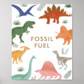 Dinosaur Birthday Party Fossil Fuel Table Sign Poster (Vorne)