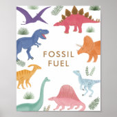Dinosaur Birthday Party Fossil Fuel Table Sign Poster (Vorne)