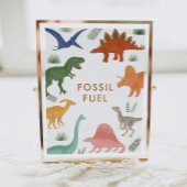 Dinosaur Birthday Party Fossil Fuel Table Sign Poster