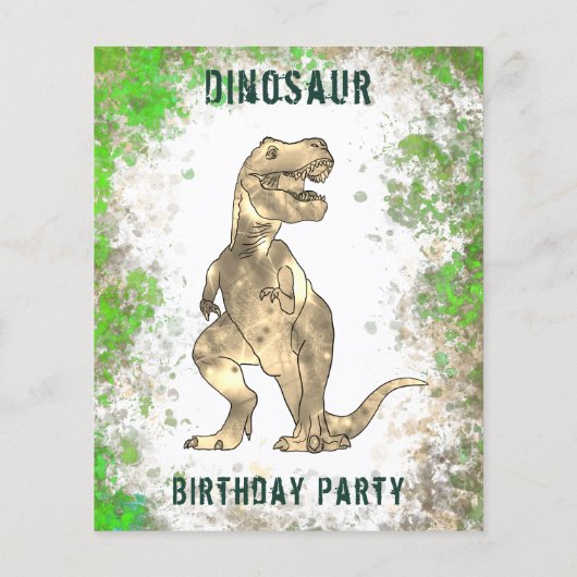 Dinosaur Birthday Party Foto Budget Flyer (Hinten)