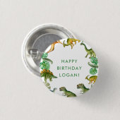 Dinosaur Birthday Party Foto Button (Vorne & Hinten)