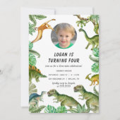 Dinosaur Birthday Party Foto Einladung (Vorderseite)