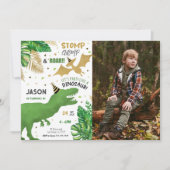 Dinosaur Birthday Party Foto Einladung (Vorderseite)