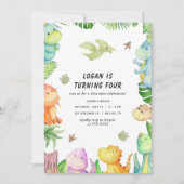 Dinosaur Birthday Party Foto Einladung (Vorderseite)