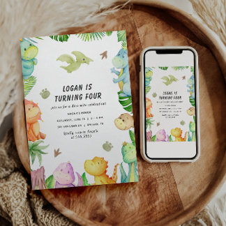 Dinosaur Birthday Party Foto Einladung