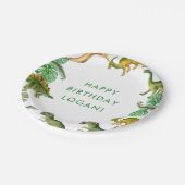 Dinosaur Birthday Party Foto Pappteller (Schrägansicht)