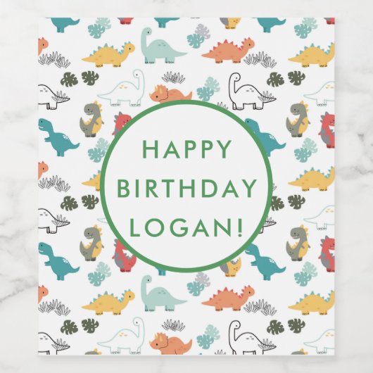 Dinosaur Birthday Party Foto Weinetikett (Einzelnes Label)