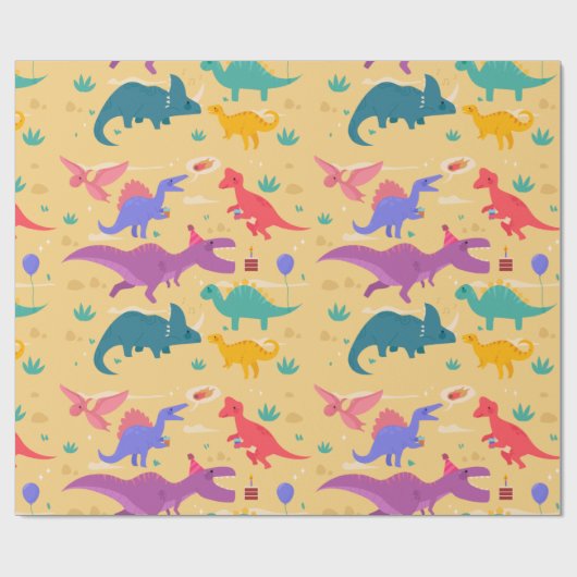 Dinosaur Birthday Party Geschenkpapier (Flach)