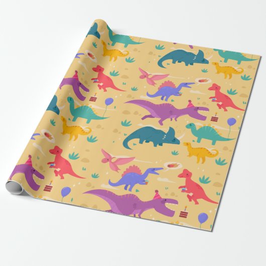 Dinosaur Birthday Party Geschenkpapier (Ungerollt)