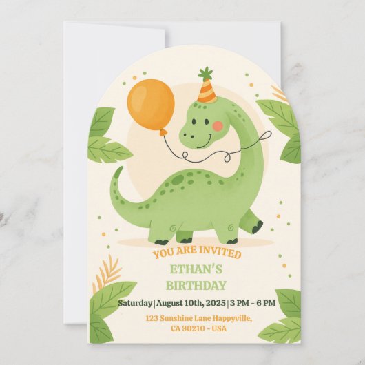Dinosaur Birthday Party Invitation Einladung (Vorderseite)