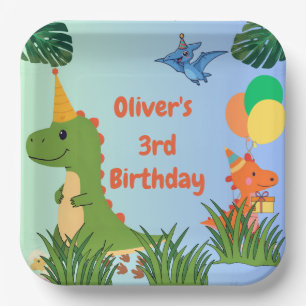 Dinosaur Birthday Party - Niedliches Dino-Thema Pappteller