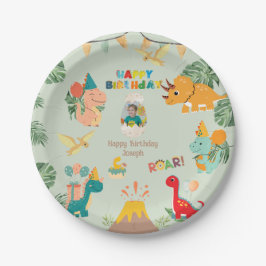 Dinosaur Birthday Party Paper Plate - Custom Foto Pappteller