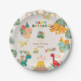 Dinosaur Birthday Party Paper Plate - Custom Foto Pappteller