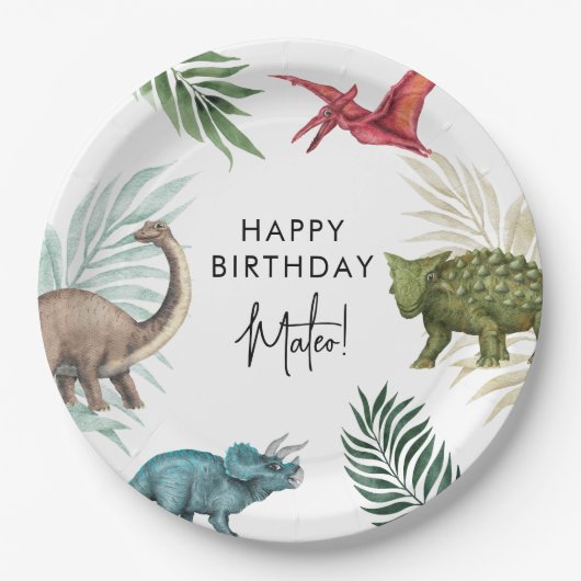 Dinosaur Birthday Party Paper Teller (Vorderseite)