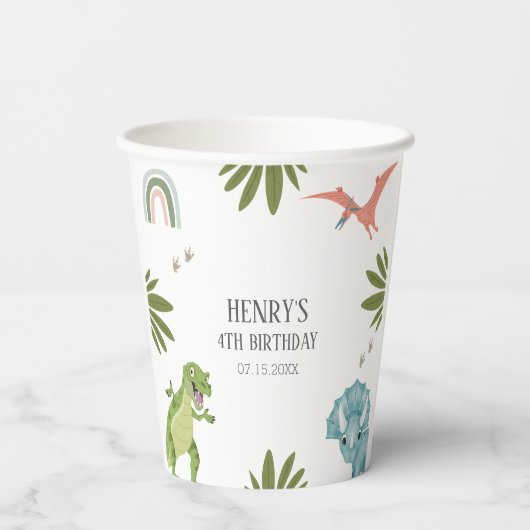 Dinosaur Birthday Party Pappbecher (Rückseite)