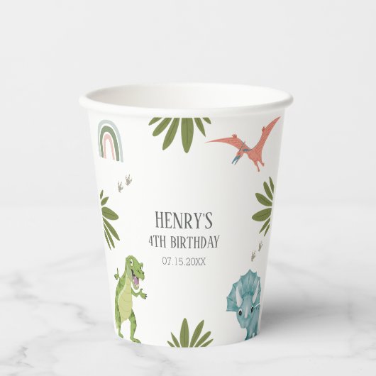 Dinosaur Birthday Party Pappbecher (Vorderseite)